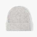 Classic grey thick knit beanie featuring vertical textures and a wide folded cuff - One Size / Light Gray