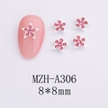 Detailed view of 8x8mm pink star nail gems with silver alloy base for manicure - Silver Solid Star Pink Stone (A306)
