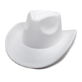 Macro shot of stitching details on a white faux suede wide-brim western cowboy hat - M (56-58cm) / White