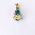 Mini sapin de noel decoration de gateau avec etoile doree et panneau Merry Christmas pour fete - Sapin de Noël Floqué