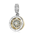 S925 Sterling Silber Evil Eye Anhänger mit blauen und weißen Zirkonia Steinen - 925 Sterlingsilber / Silber Gold Zweifarbig (PD0704)