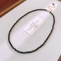 Close-up of faceted black bead necklace with 18K gold plated adjustable chain - Fine Beaded With Large Pendant Style (13#)