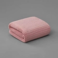 Asciugamano in pile corallo rosa scuro con eleganti strisce verticali a coste - 35*75cm / Rosa