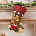 Hanging Christmas stocking featuring a 3D plush reindeer with skis on fireplace - Standing Reindeer Stocking