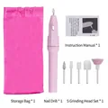 Set manicure elettrico rosa con 5 punte metalliche e borsa per la conservazione - Rosa