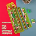 5-piece Christmas stationery gift set with green festive reindeer and Santa motifs - Christmas Blister Card 5-Piece Set - Green