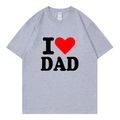 Grey I Love Dad letter print oversized T-shirt for men and women in soft cotton - XS / Grey (I Love Dad)