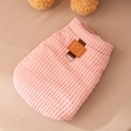 Pink waffle knit warm dog vest with teddy bear patch and metal D-ring attachment - Thick Corduroy Pink / S (Recommended weight 1.5-2.5kg)