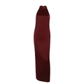Elegant wine red halter neck satin maxi dress featuring a slim fit and glossy finish - XS / Burgundy