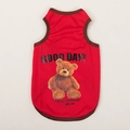 Red breathable mesh dog vest with teddy bear print and GOOD DAY slogan for summer - XS / Red