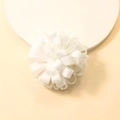 White curly grosgrain ribbon hair tie for children with multi-layered floral design - White
