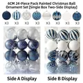 24-piece 6cm blue and silver painted Christmas ball set in clear rectangular box - MJBK24-006 Blue White Painted 24pcs / 6cm 24pcs Set
