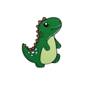 Cute green enamel dinosaur pin badge with orange spikes for backpacks and clothing - Dinosaur