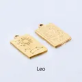 Detail of Leo zodiac pendant featuring lion motif and celestial star map engraving - Leo