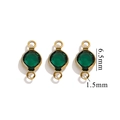 Emerald green faceted crystal charm with vintage gold bezel 6.5mm jewelry connector - Double Hole Gold - Dark Green