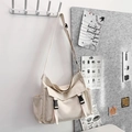 Retro beige canvas crossbody bag with front pockets and black buckles for college students - Off White