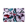 Elastic wide headband featuring butterfly print on light purple fabric for yoga and sports - Lavender Blue Butterfly (HD37-02)