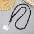 Detail of grey braided crossbody phone strap with metal buckle and plastic insert - 12mm Width / Dark Grey