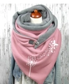 Pink and grey reversible thick scarf with dandelion and butterfly print and leather strap - 150*75cm / Pink Grey Dandelion Butterfly (Image 26)
