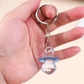 Blue acrylic pacifier pendant keychain with faceted crystal design and silver metal ring - Ice Blue Pacifier