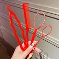 4-piece red hair styling tool set including tail comb and loop hair braiders - Style 2 Bun Maker Kit (D4-055) / Four-Piece Set / Red