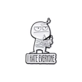 Cartoon enamel pin with I HATE EVERYONE text and funny stick figure middle finger design - Cartoon Figure With Middle Finger Style(QHXZ978)