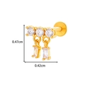 Gold F136 titanium labret with three zircons and two rectangle gems, 0.47cm height - 0194-8# Gold Bar Rectangular Dangle