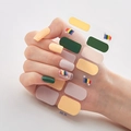 Detail of 3D laser gold nail art stickers model DQ-30 with rainbow and dot patterns - DQ-30 Rainbow Yellow Green Gray