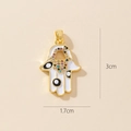 Hamsa Hand pendant in gold finish with colorful stones, measuring 3cm by 1.7cm - Enamel Colorful Gemstone Palm Style (25-1)