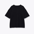 Camiseta negra oversize de cuello redondo en punto grueso con costura central - S / Negro