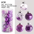 30pcs 6cm purple clear Christmas balls set with sequins and beads for tree decor - 6cm 1 Bucket (30 Balls) / Purple