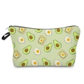Close-up of waterproof makeup bag featuring 3D avocado and fried egg cartoon prints - Avocado & Fried Egg-Green