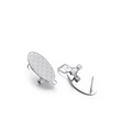 Boucles d'oreilles ovales en acier argenté avec texture tissée et crochet - Clip d'oreille ovale motif tressé argenté 10x22 mm