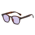 Lunettes de soleil rondes rétro avec monture léopard écaillée et verres violets - Léopard Violet Océan (C26)