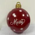 Palla di Natale gonfiabile in PVC rosso con stelle bianche e scritta Merry per esterni - Stampa Merry