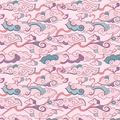 Pink Christmas gift wrapping paper featuring elegant seamless purple ruyi cloud patterns - Chinese Style Lion