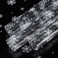 Transparent Christmas flower wrapping paper with white snowflake pattern on black background - 57*57cm / Snowflake Cellophane - 4.8 Silk