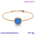 Elegant 18K rose gold stainless steel bangle featuring a square blue zircon inlay - Rose Gold Blue Stone
