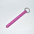 Purple aluminum alloy Kubotan self-defense keychain with textured grip and pointed tip - Round Head Rose Red