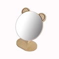 Holz-Schminkspiegel für den Schreibtisch mit süßen Bärenohren und rundem Spiegelglas - 21x13x9.5cm / Bärenohren Prinzessinnen Spiegel