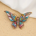 Detailed butterfly brooch with multi-colored crystals and vintage gold alloy finish - Style 64/Ancient Gold Colorful Rhinestone
