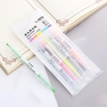 Dual-tip aesthetic highlighter set in 6 pastel colors with broad and fine nibs - 6 Colors Set (Dual Tip)