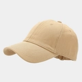 Classic khaki cotton baseball cap with a minimalist six-panel structure in side view - Adjustable / Khaki