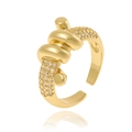 Elegant gold-tone knotted open ring with micro-paved crystals and polished finish - J-1405 Gold Knot Style