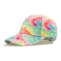 Tie-dye baseball cap featuring vibrant pink yellow and blue gradient color fusion - Rainbow Tie-dye