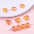 Iridescent orange-pink heart-shaped crystal glass beads for DIY jewelry making - 13# Orange Pink AB