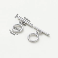 Polished silver-plated 14k copper toggle clasp OT buckle set with 16.8mm T-bar - Platinum Thin Round OT Clasp - 2Pcs/Pack