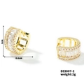 Detail der 1cm Gold-Creolen mit weißen und rosa Zirkoniasteinen für Damen - Gold (E03007-2)