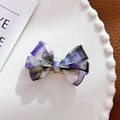 Fermaglio per capelli a fiocco in acetato viola marmorizzato su un piatto decorativo - Fermagli per capelli a becco d'anatra / 5.4cm / Grigio Viola-Fermaglio a becco d'anatra