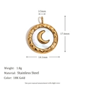 Macro detail of 18K gold stainless steel moon pendant with precise size and weight metrics - Shell Moon Round Pendant - Gold